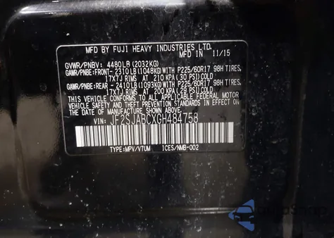 2016 Subaru Forester 2.5I из США, поврежденный, VIN JF2SJABCXGH484758